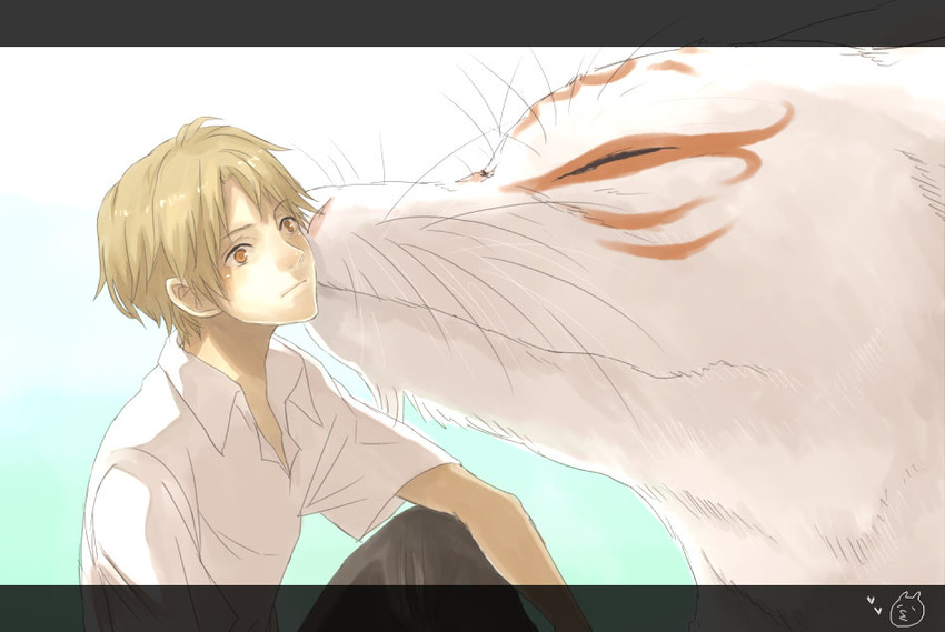 natsume takashi and nyanko-sensei (natsume yuujinchou) drawn by rwk
