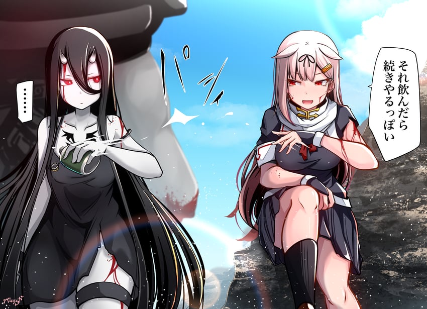 yuudachi, yuudachi kai ni, and battleship princess (kantai collection) drawn by baileys_(tranquillity650)