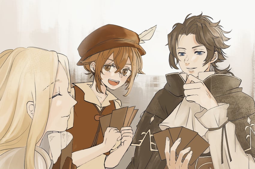tressa colzione, ophilia clement, and cyrus albright (octopath traveler and 1 more) drawn by 0623_lag