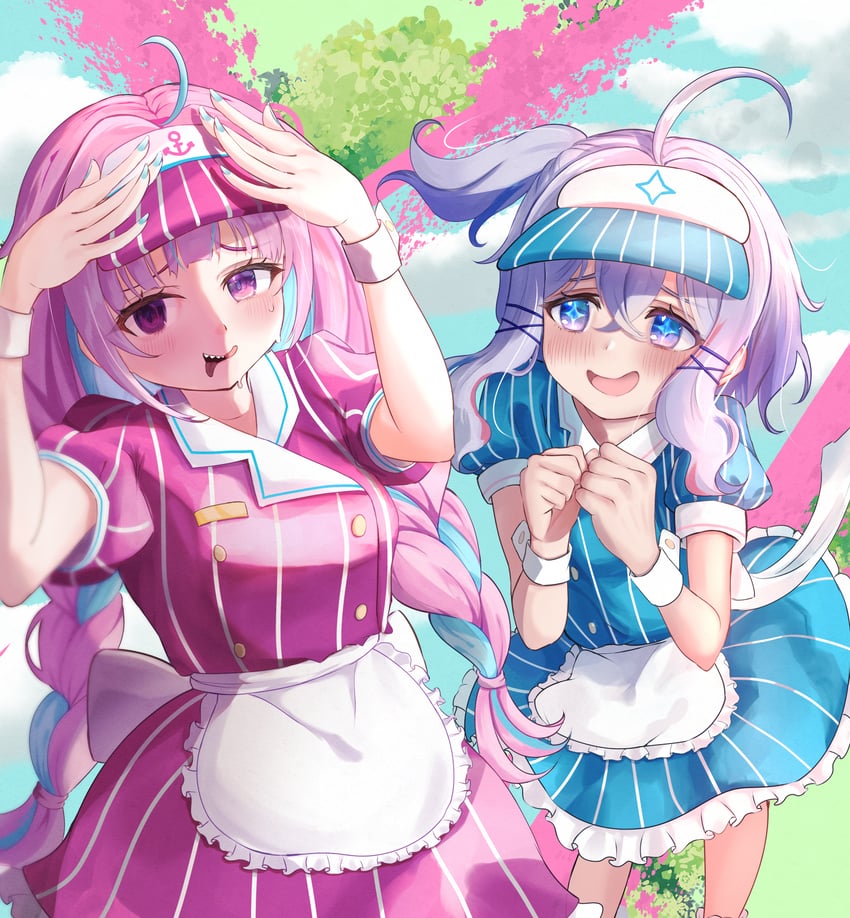 minato aqua and amane kanata (hololive and 1 more) drawn by ponzakuro0116