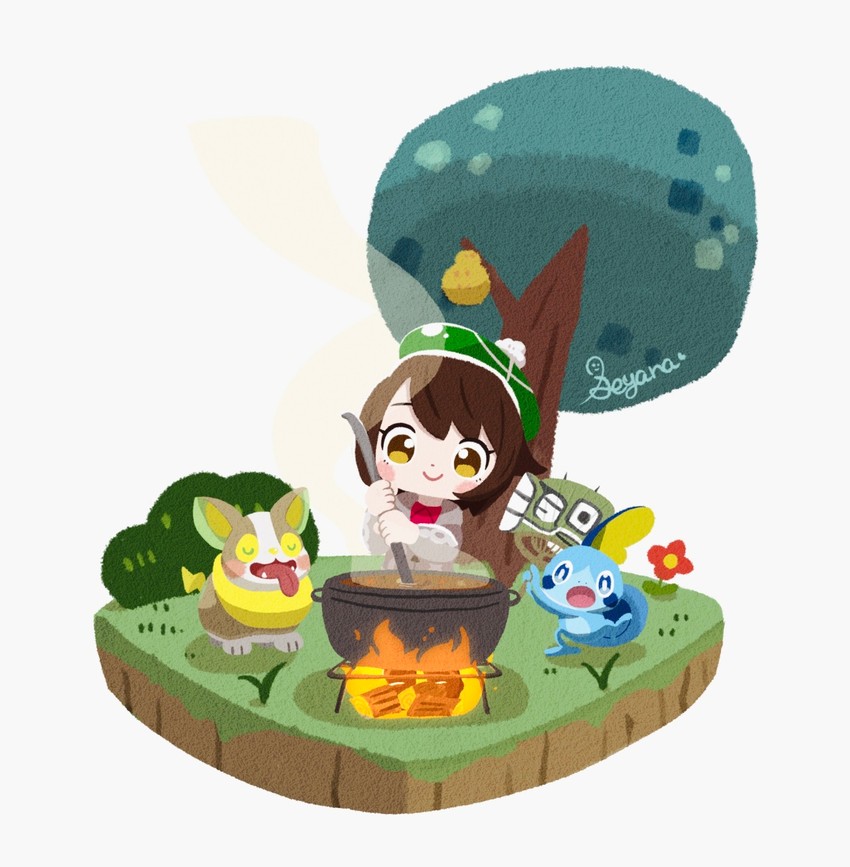 gloria, sobble, and yamper (pokemon and 1 more) drawn by seyana_(seyanaillust)