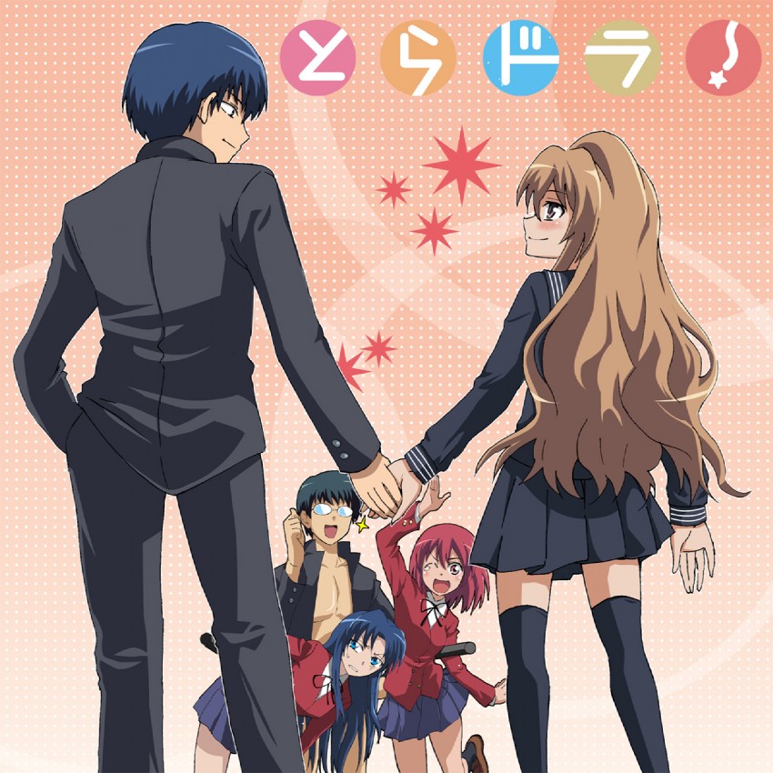 aisaka taiga, kawashima ami, takasu ryuuji, kushieda minori, and kitamura yuusaku (toradora!) drawn by taguchi_kenji_(omaep)