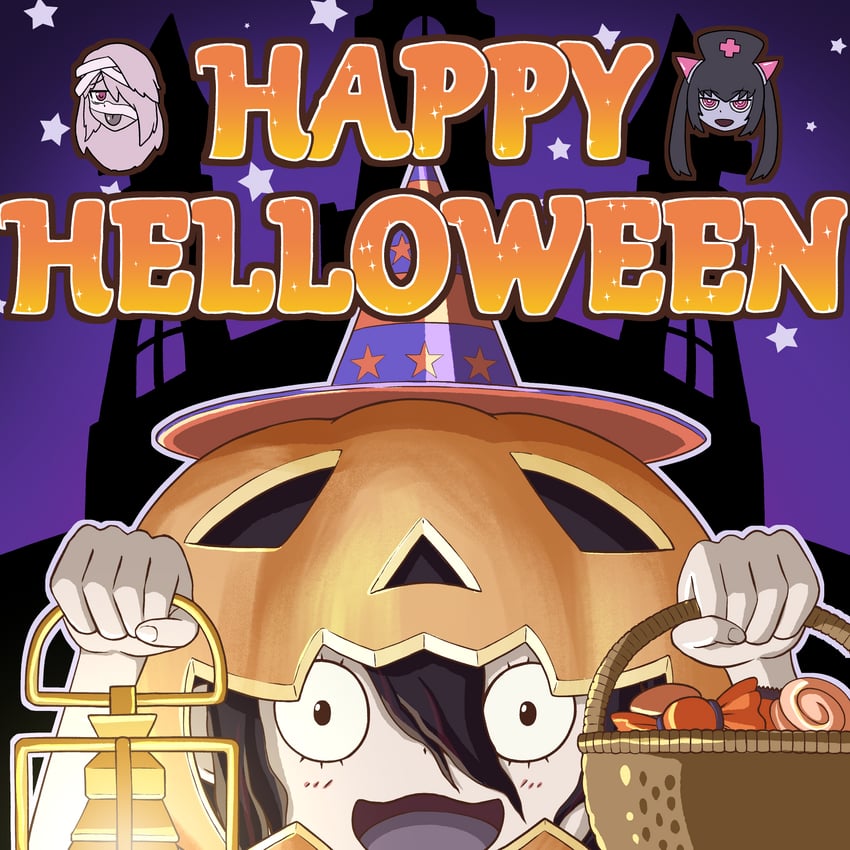 chrome, frederika, and pumpkin (mon-musu quest! and 1 more) drawn by gint=ktouka
