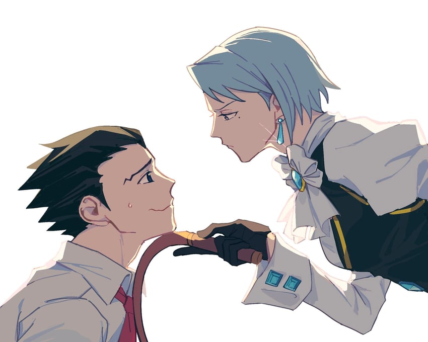 phoenix wright and franziska von karma (ace attorney) drawn by demorzel