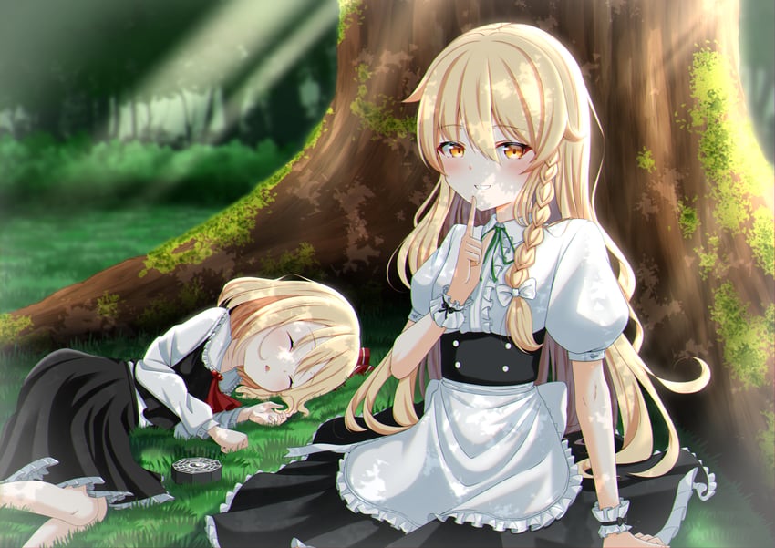 kirisame marisa and rumia (touhou) drawn by rense_1010_(number_nanashi)