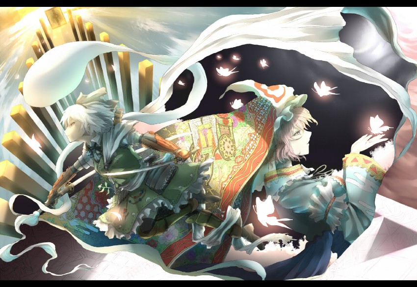 konpaku youmu and saigyouji yuyuko (touhou) drawn by fujinohara_akihira