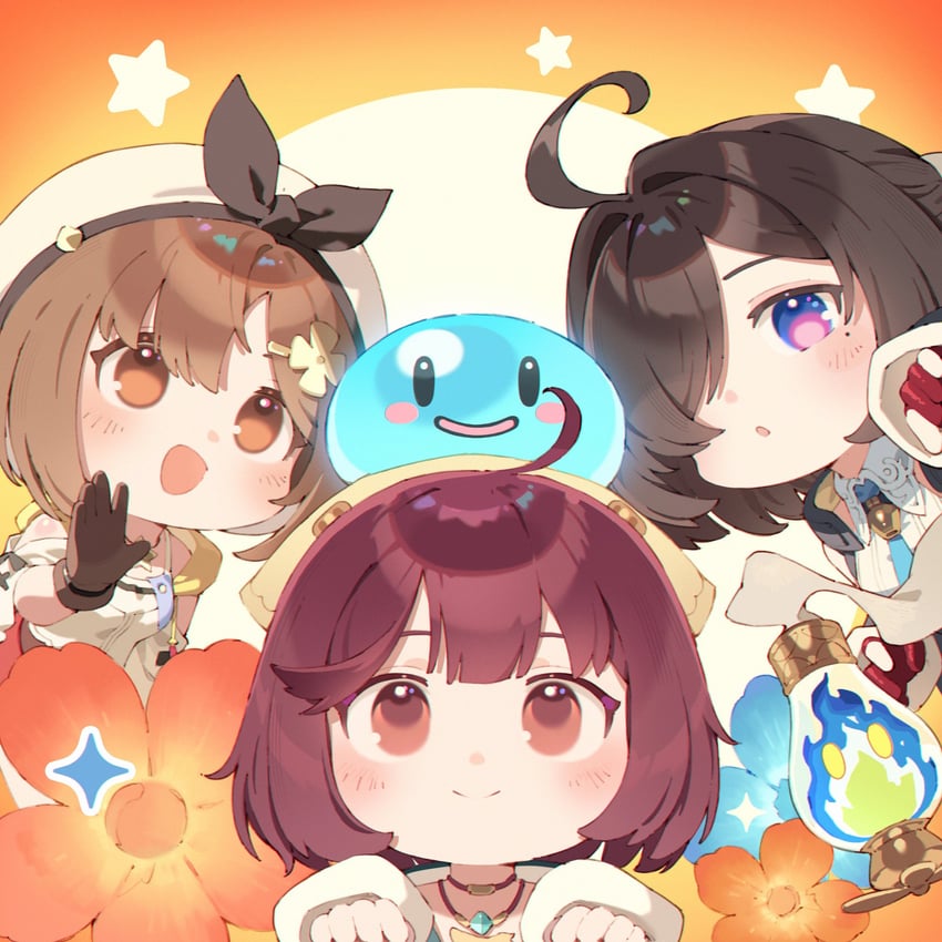 reisalin stout, sophie neuenmuller, yumia liessfeldt, puni, and flammi (atelier and 3 more) drawn by carelier11