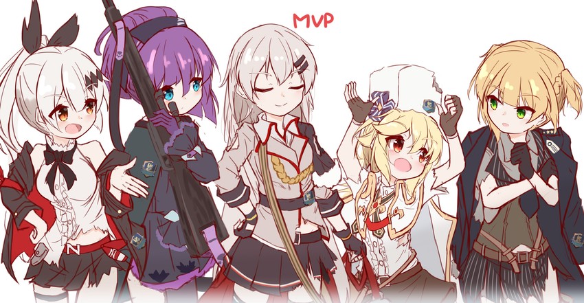 welrod mkii, nagant revolver, five-seven, svd, and carcano m91/38 (girls' frontline) drawn by matsuo_(matuonoie)