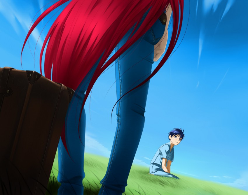 aozaki aoko and tohno shiki (tsukihime) drawn by amino_(tn7135)