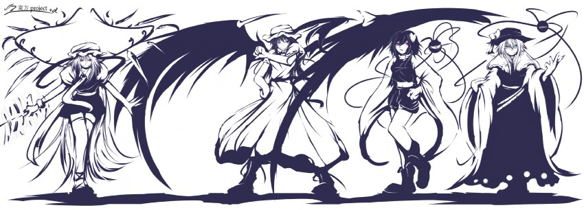 remilia scarlet, flandre scarlet, komeiji koishi, and komeiji satori (touhou) drawn by shiba_yuuki