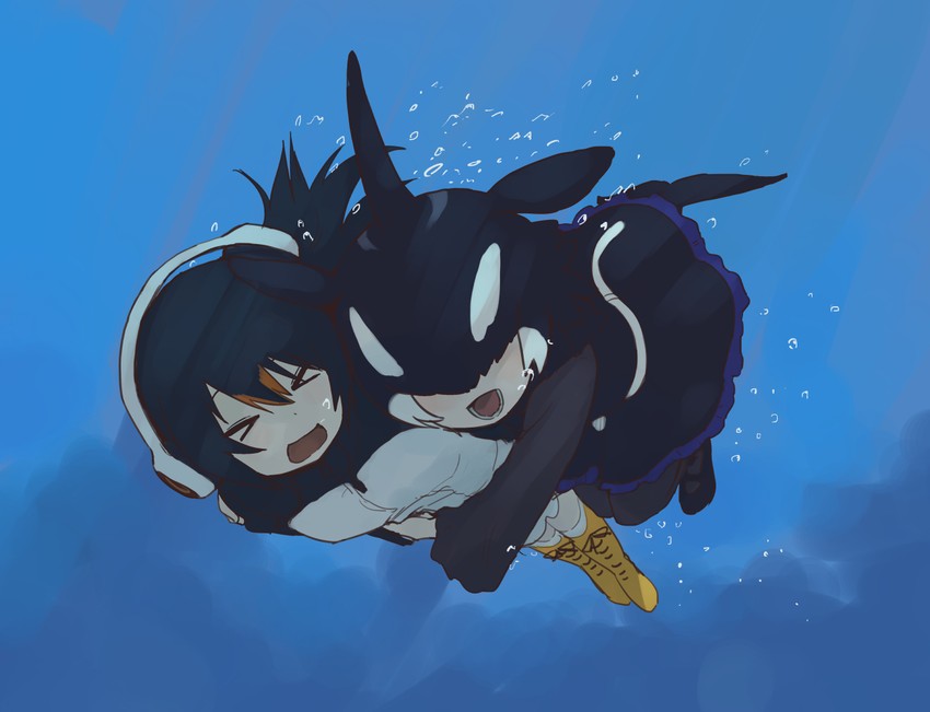 gentoo penguin and orca (kemono friends) drawn by rumenia_(ao2is)