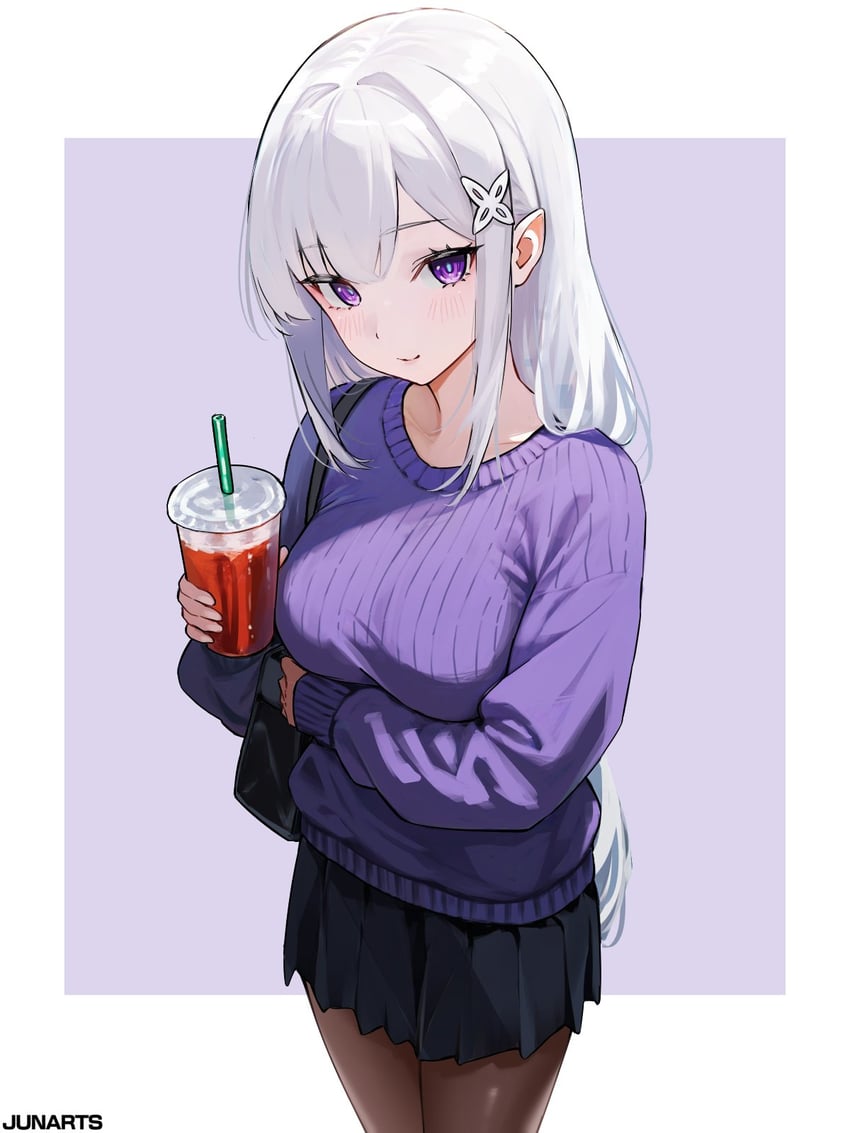 emilia (re:zero kara hajimeru isekai seikatsu) drawn by junarts