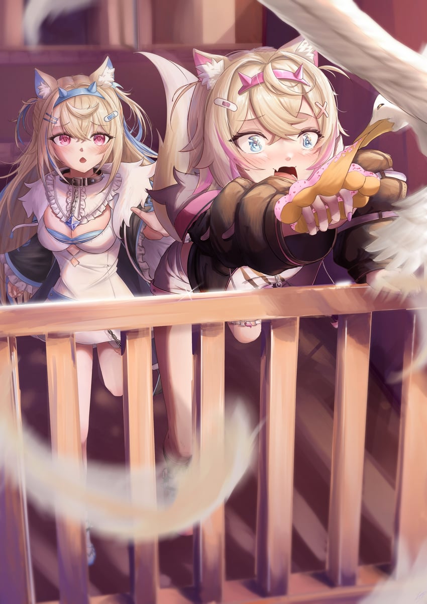 fuwawa abyssgard and mococo abyssgard (hololive and 1 more) drawn by zolomon_(jarvis_lin)