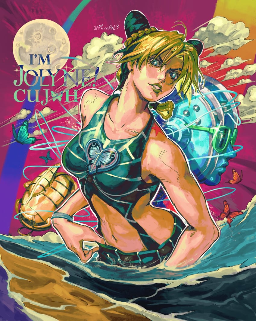 kujo jolyne and stone free (jojo no kimyou na bouken and 1 more) drawn by kornart