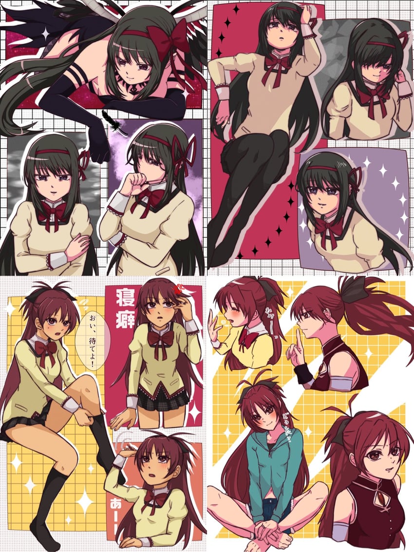 akemi homura, sakura kyoko, and akuma homura (mahou shoujo madoka magica) drawn by amai_yume