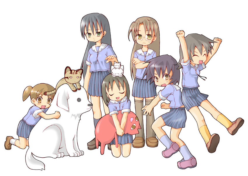 kasuga ayumu, mihama chiyo, sakaki, takino tomo, kagura, and 6 more (azumanga daioh)
