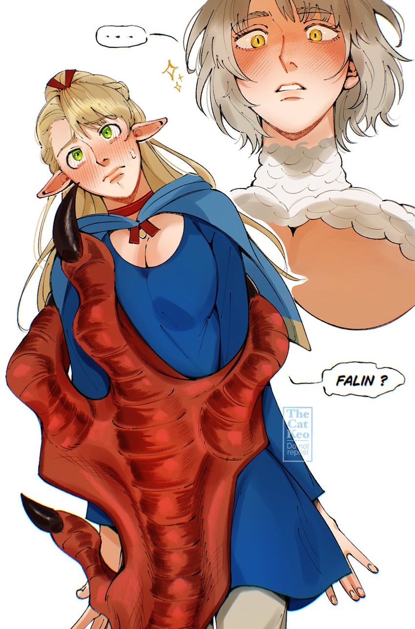 marcille donato and falin touden (dungeon meshi) drawn by thecatkeo