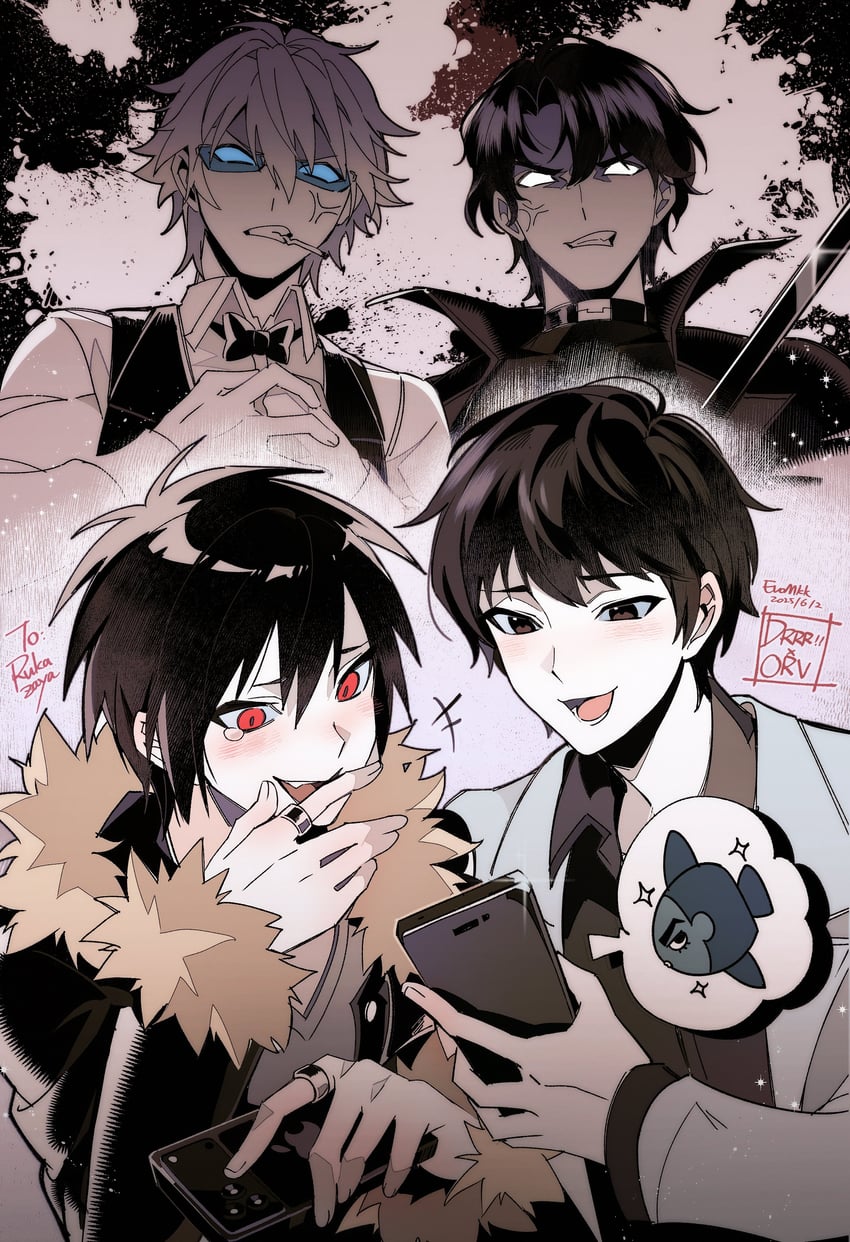 orihara izaya, kim dokja, heiwajima shizuo, and yoo joonghyuk (durarara!! and 1 more) drawn by eromkk