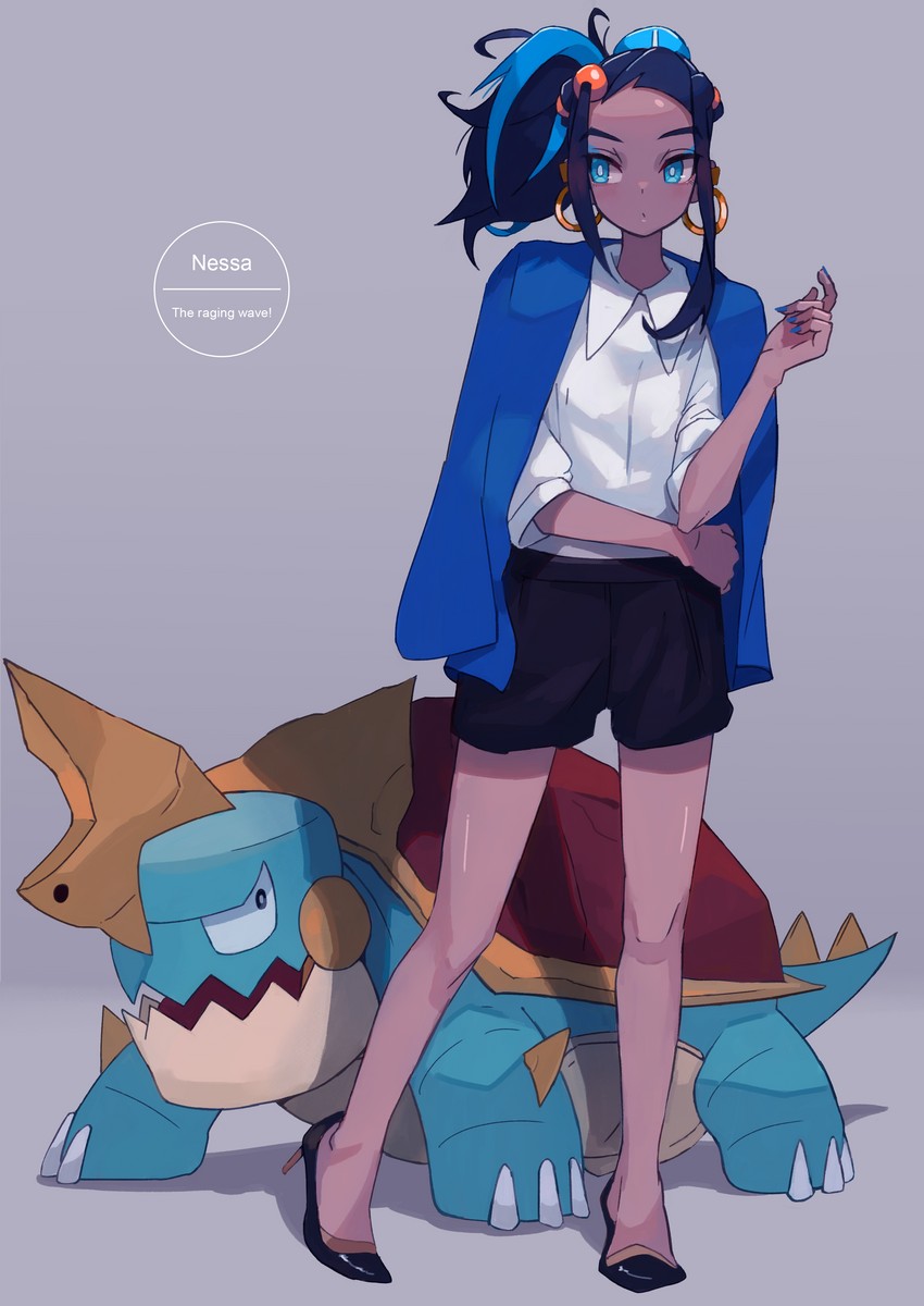 nessa and drednaw (pokemon and 1 more) drawn by katsu_(katsupainter)