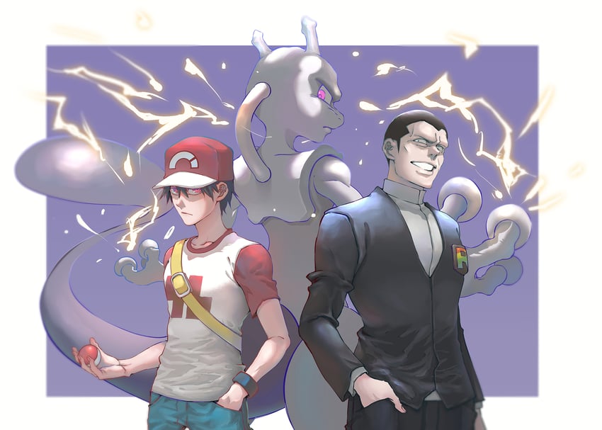red, mewtwo, and giovanni (pokemon and 2 more) drawn by ze_ro