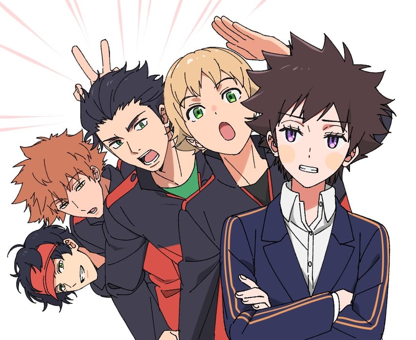 ikoma tatsuhito, oki kouji, mizukami satoshi, minamisawa kai, and hosoi maori (world trigger) drawn by nocchan_chicchi