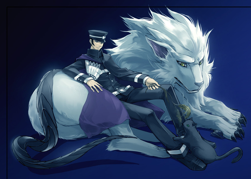 kuzunoha raidou, gouto, and cerberus (devil summoner and 1 more) drawn by yatuki