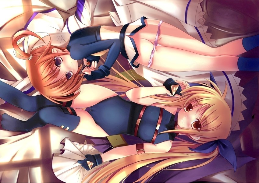 fate testarossa, takamachi nanoha, raising heart, and bardiche (lyrical nanoha and 2 more) drawn by mycstea and xephonia
