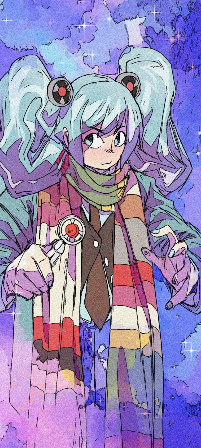 hatsune miku, the doctor, and fourth doctor (vocaloid and 1 more) drawn by clew_d._rose