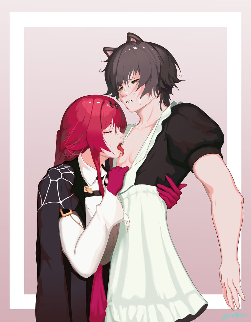 trailblazer, kafka, and caelus (honkai and 1 more) drawn by nishibuya