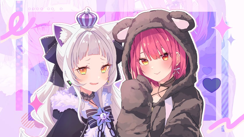 houshou marine and murasaki shion (hololive) drawn by suzu_mechi