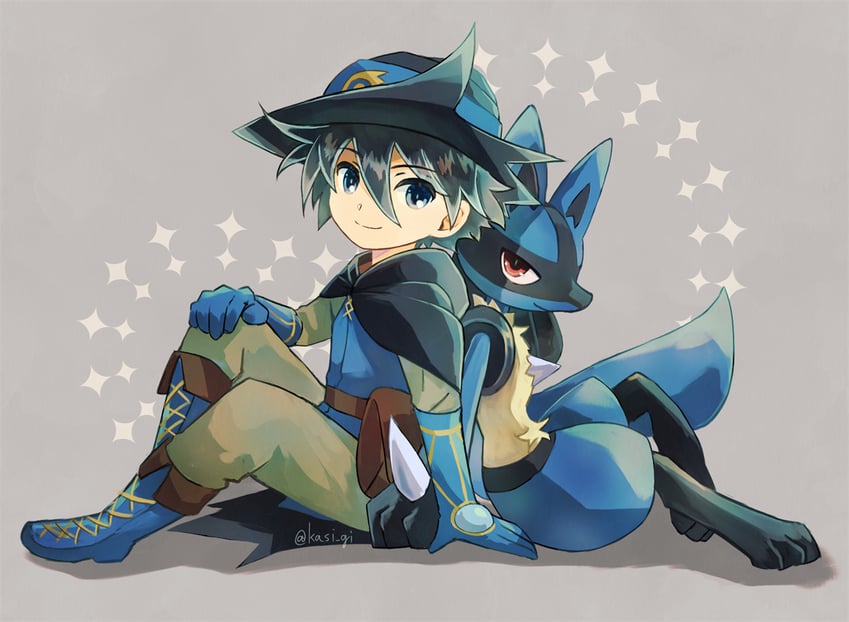 lucario and sir aaron (pokemon and 2 more) drawn by kuna_fgo