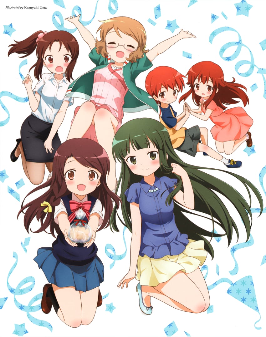 matsubara honoka, kuzehashi akari, karasuma sakura, inokuma mitsuki, oomiya isami, and 1 more (kin-iro mosaic) drawn by ueta_kazuyuki