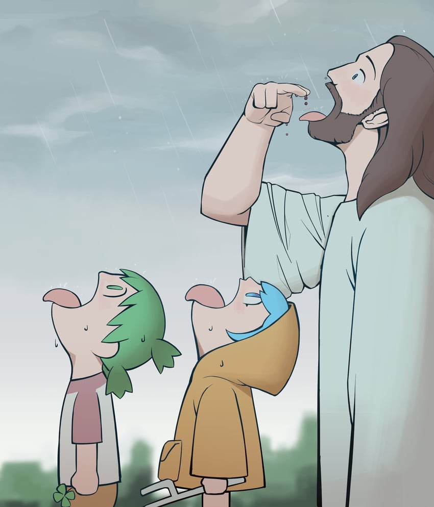 koiwai yotsuba, luce, and jesus (yotsubato! and 2 more) drawn by boonie_(bonnydada8)