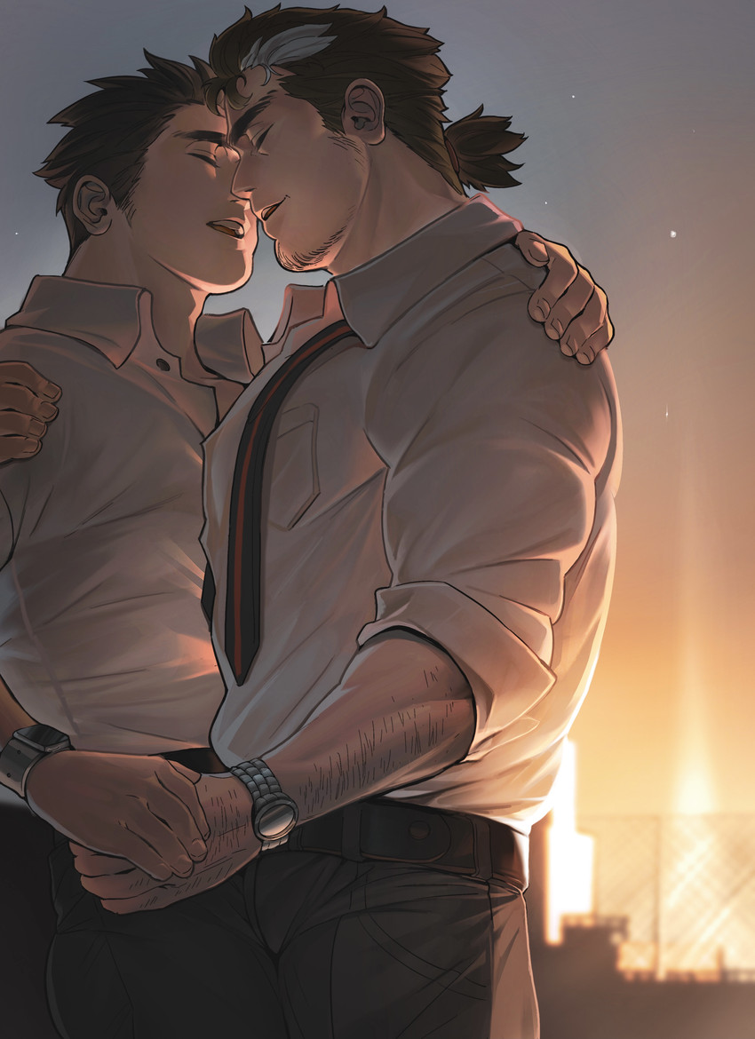 protagonist 3 and mononobe kyoma (tokyo afterschool summoners) drawn by isuke