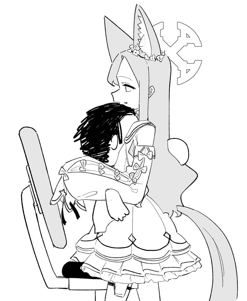 sensei, doodle sensei, and seia (blue archive) drawn by asahina_yoshitoshi