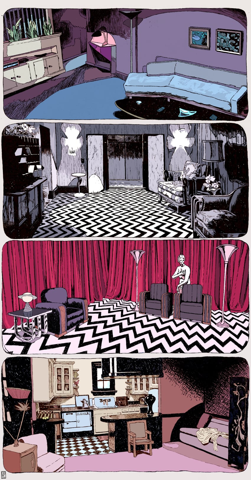 twin peaks and 3 more drawn by pontoffel_nopockets