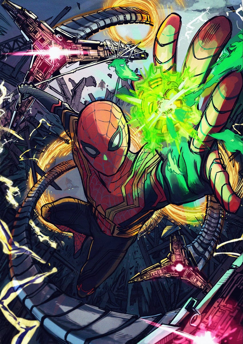 spider-man, doctor strange, doctor octopus, and green goblin (marvel and 3 more) drawn by momose_arata