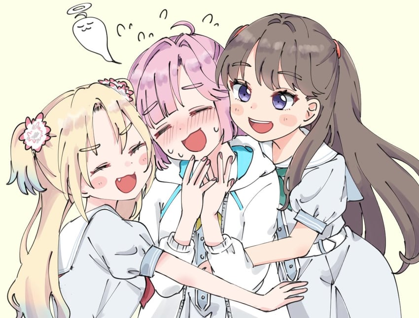fujishima megumi, osawa rurino, and anyoji hime (love live! and 1 more) drawn by moso_(expect66)