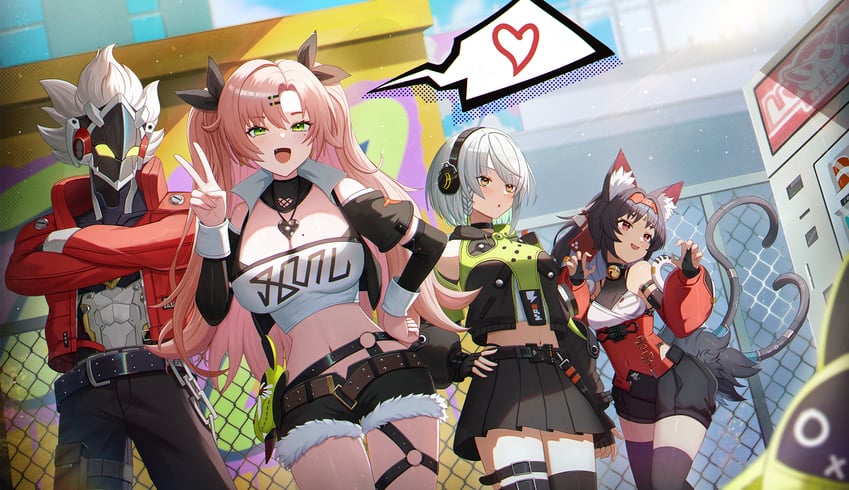 nicole demara, anby demara, amillion, nekomiya mana, and billy kid (zenless zone zero) drawn by melreon
