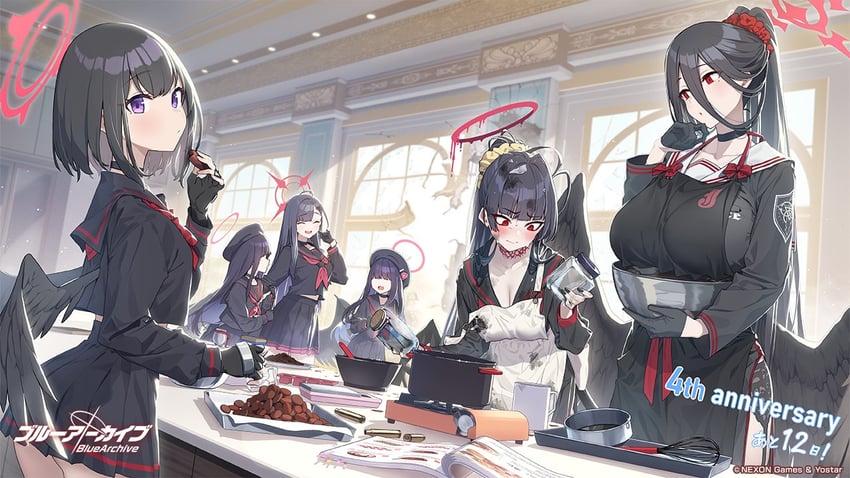 hasumi, ichika, justice task force member, tsurugi, and mashiro (blue archive) drawn by baffu