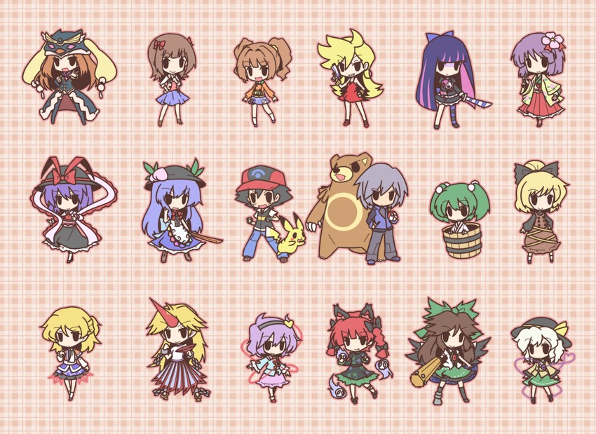 komeiji koishi, komeiji satori, kaenbyou rin, reiuji utsuho, hinanawi tenshi, and 15 more (touhou and 5 more) drawn by fushigi_ebi