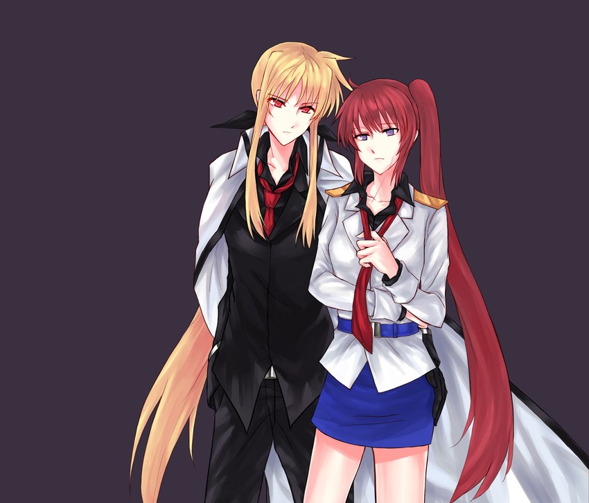 fate testarossa and takamachi nanoha (lyrical nanoha and 2 more) drawn by jukoto