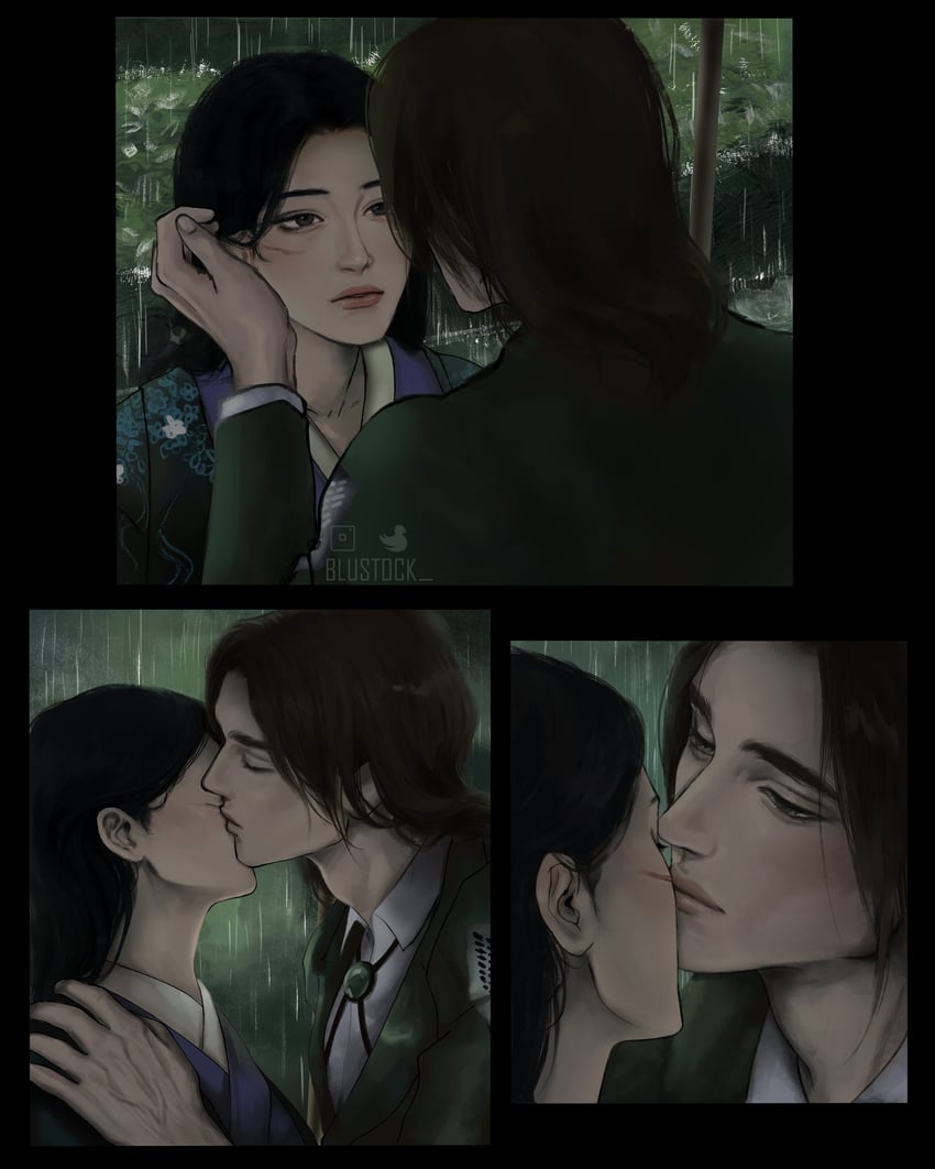 mikasa ackerman and eren yeager (shingeki no kyojin) drawn by blustock