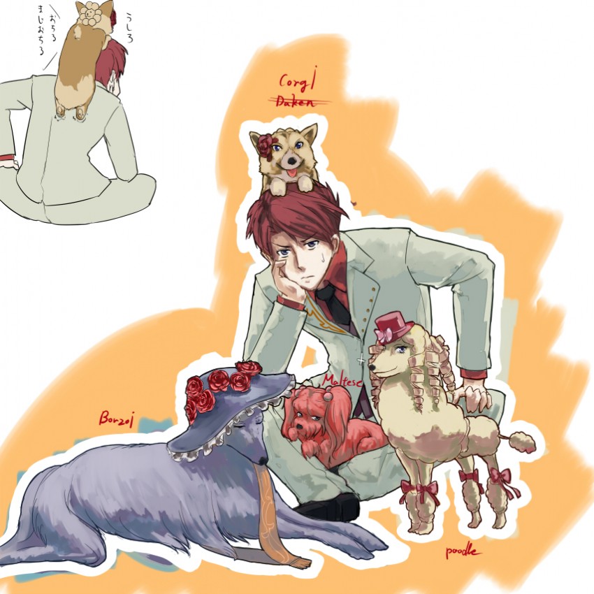 beatrice, ushiromiya battler, ushiromiya ange, virgilia, and gaap (umineko no naku koro ni) drawn by toritori