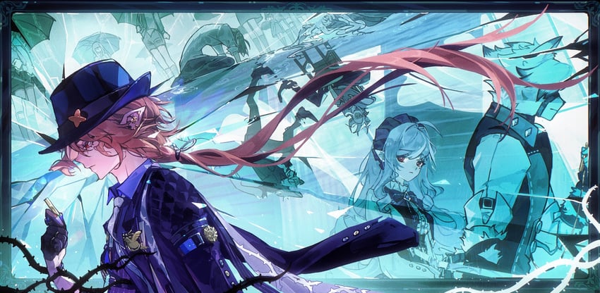 vivian banshee, von lycaon, and hugo vlad (zenless zone zero) drawn by violalopiz