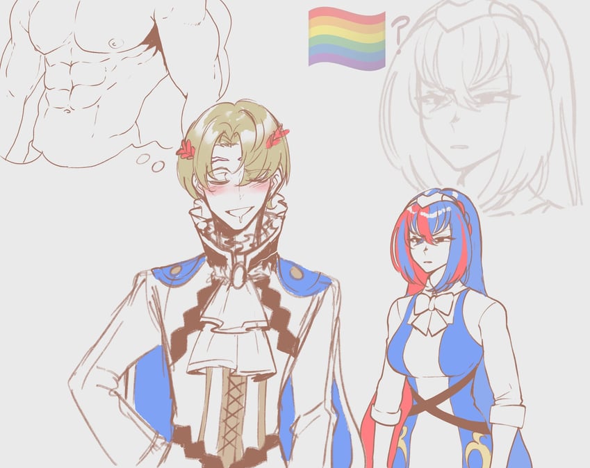 alfred and female alear (fire emblem and 1 more) drawn by nyantcha