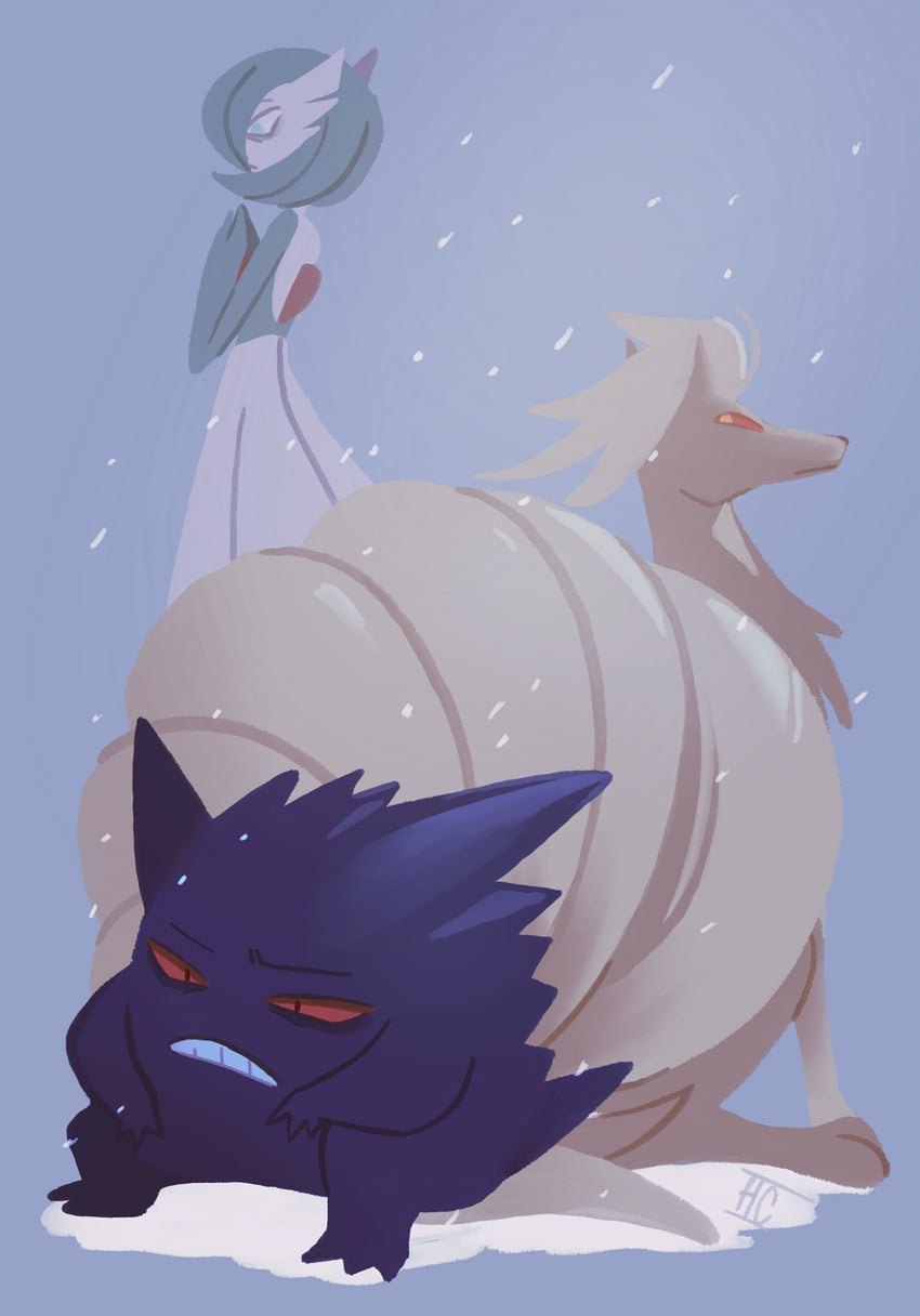 gardevoir, gengar, and ninetales (pokemon and 2 more) drawn by hccupit