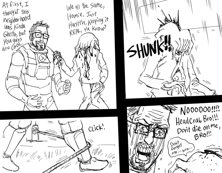gordon freeman and headcrab (half-life and 1 more) drawn by bb_(baalbuddy)