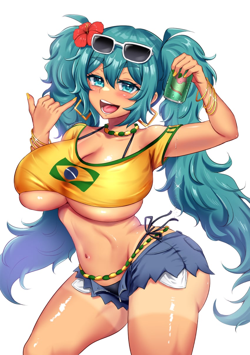hatsune miku and brazilian miku (vocaloid) drawn by eburi_a