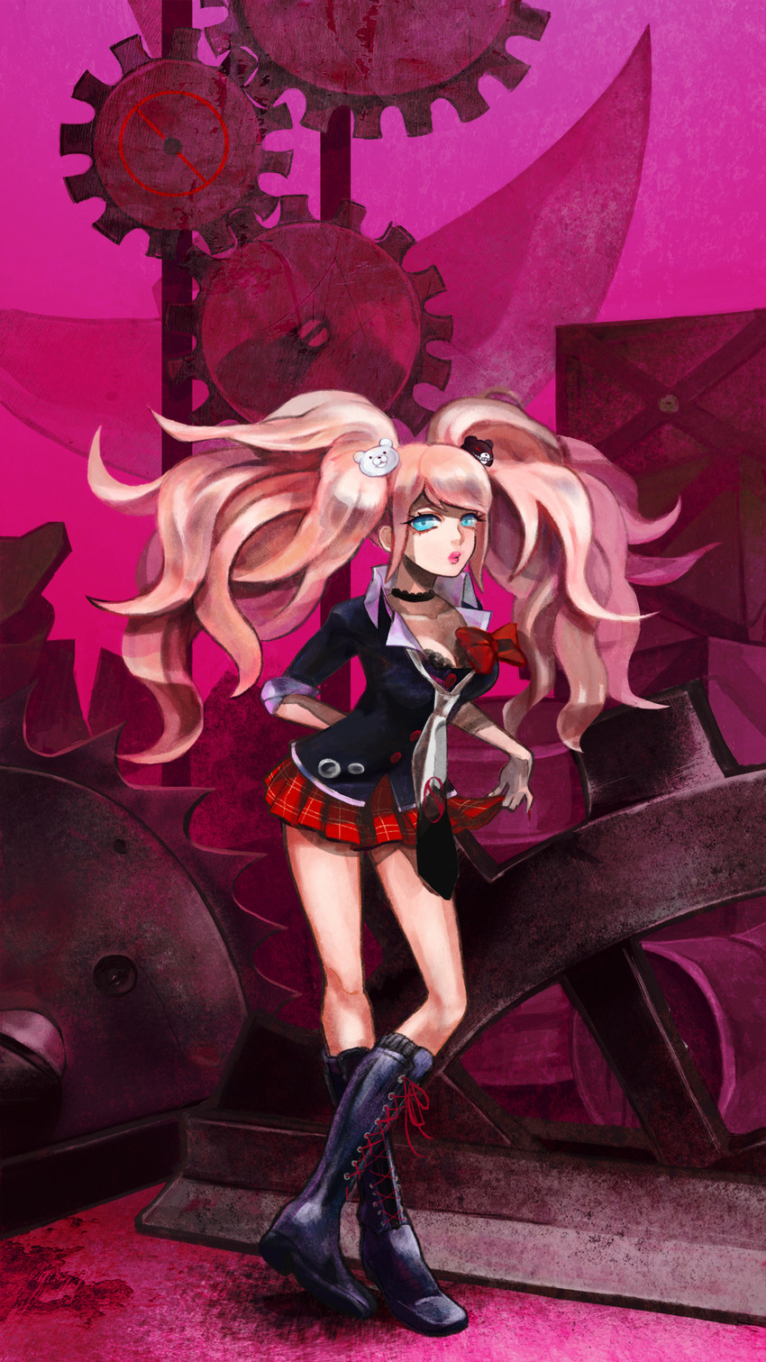 enoshima junko (danganronpa and 1 more) drawn by shichiko_(vayaya)